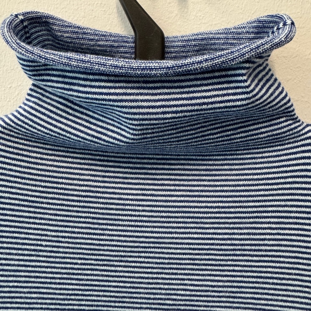 Title Nine Synergy Rolled Turtleneck Lightweight Sweater - Blue Stripe - Small - Picture 2 of 9